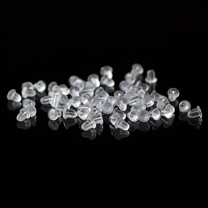 100-Pieces: Transparent Plastic Ear Clog Ear Stud Earring Pin Backs Ear Plug
