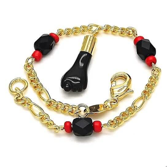 18k Gold Azabache Black Hand Figa Kabbalah 6"