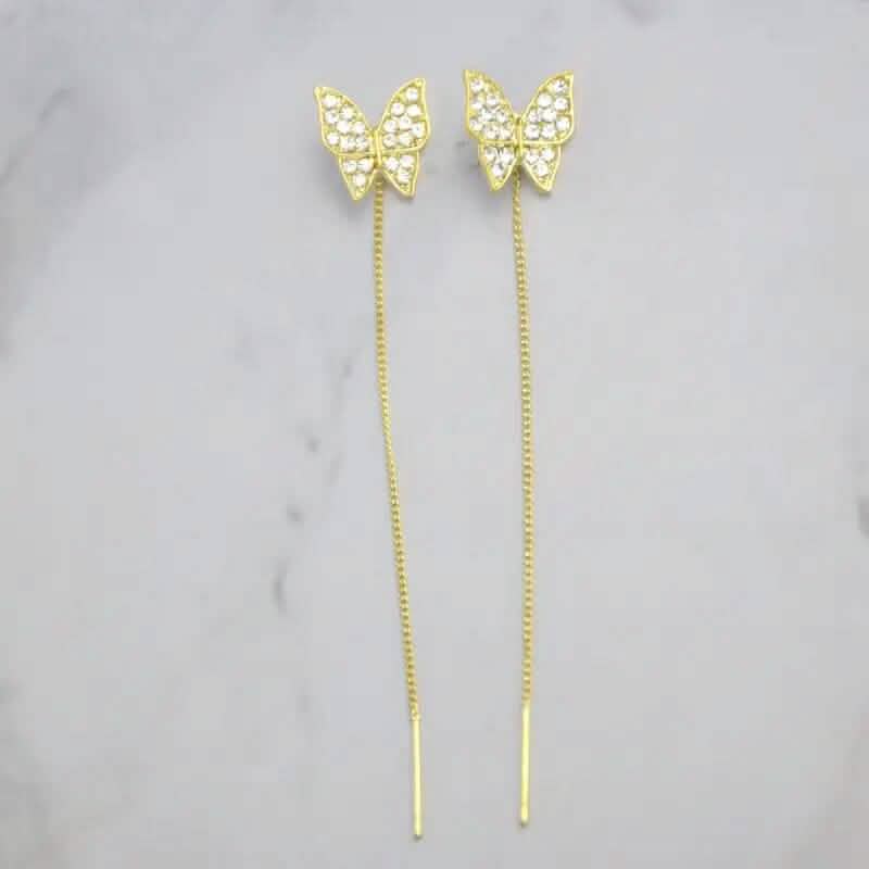 925 Silvery Post Yellow Alloy Butterfly Earrings