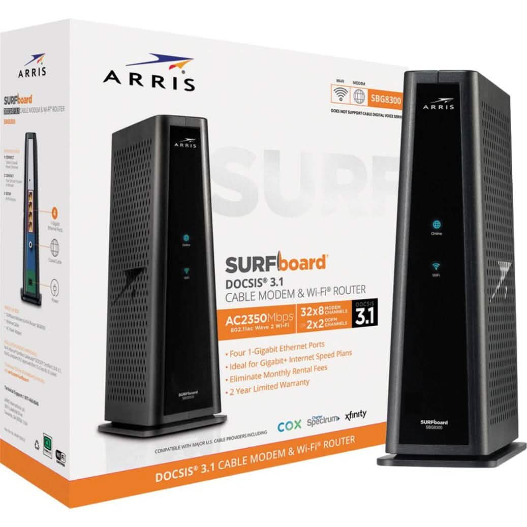 ARRIS - SURFboard DOCSIS 3.1 Cable Modem & Dual-Band Wi-Fi Router for Xfinity and Cox service tiers (Refurbished)