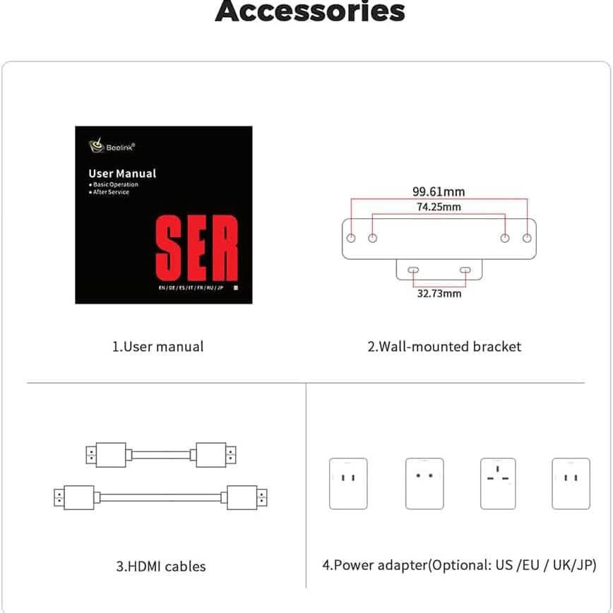 Beelink SER5 Versatile Mini PC, AMD Ryzen 5 5560U(up to 4.0GHz) 6C/12T (Refurbished)