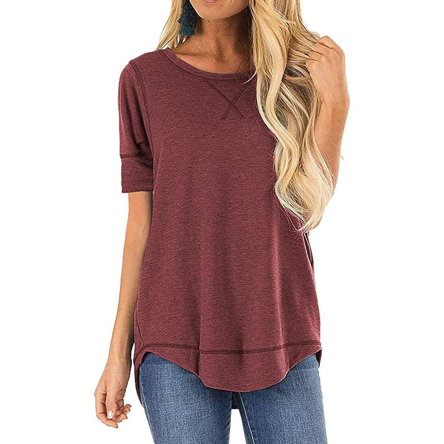 Fall Tops for Women Long Sleeve Side Split Casual Loose Tunic Top