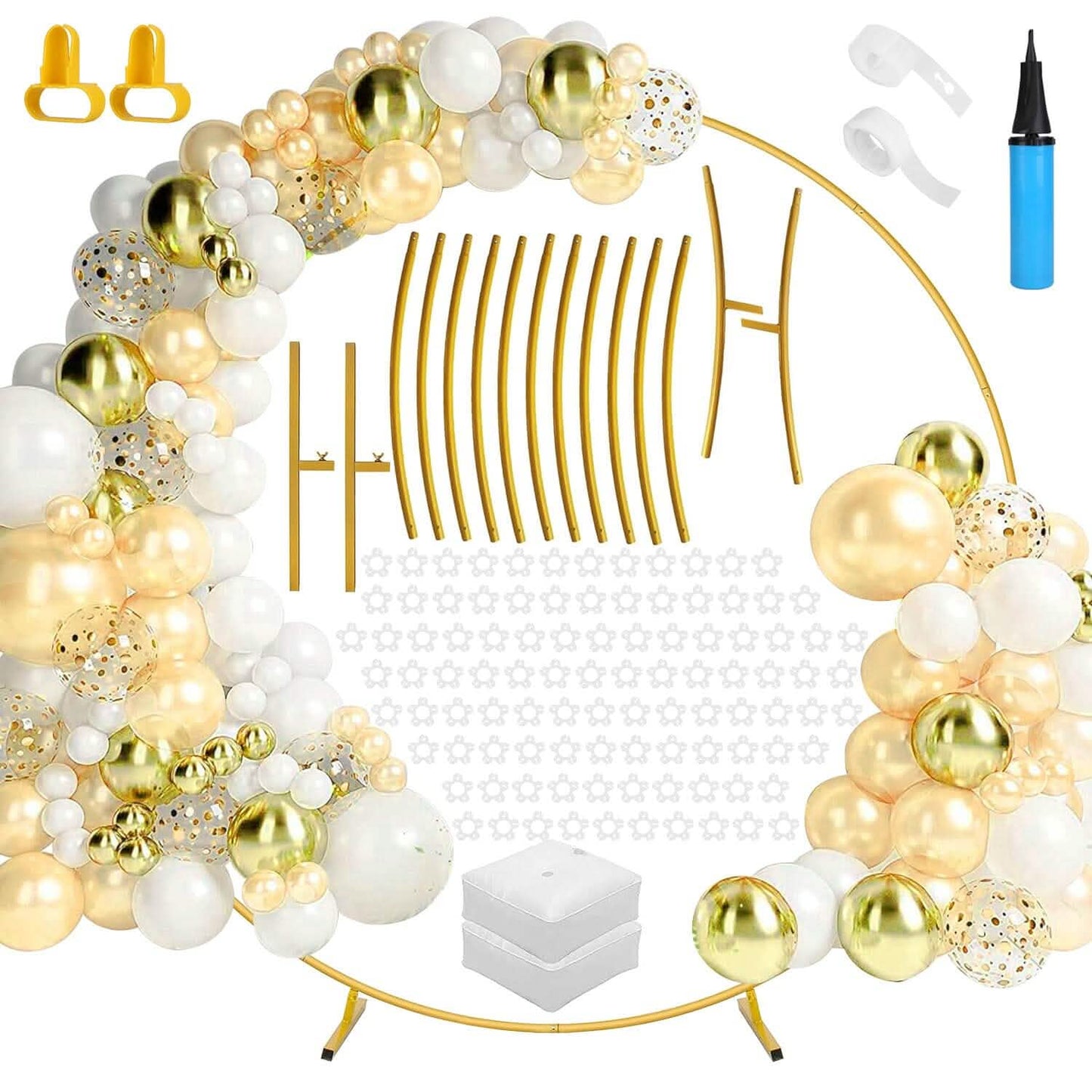 Metal Round Arch Reusable Backdrop Stand with Balloon Tools