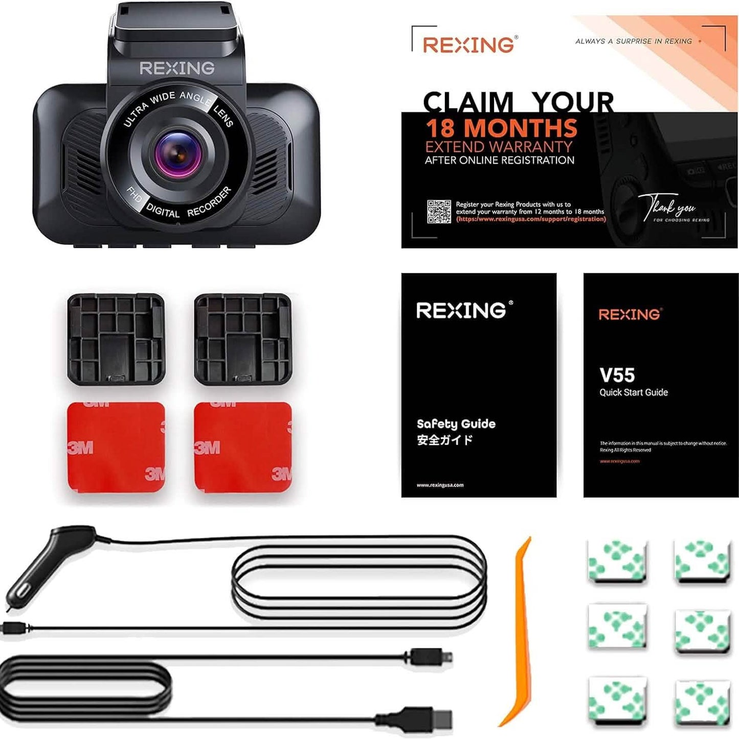 RexingUSA V55 Dash Cam - 4k Modular Capabilities (Refurbished)