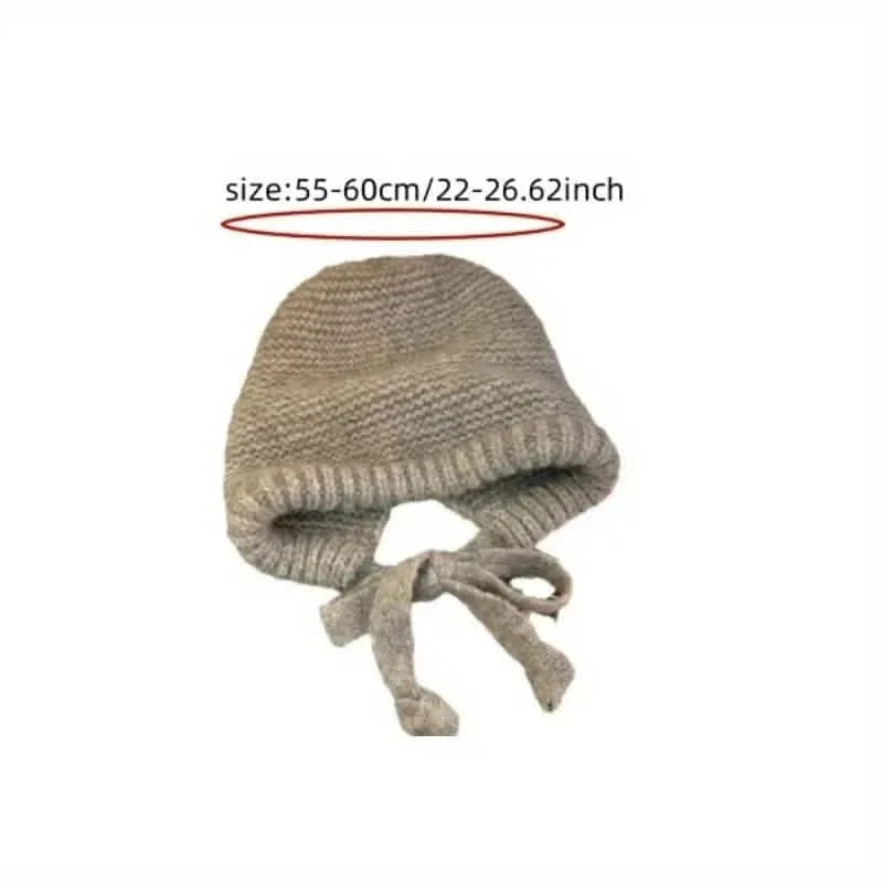 Winter Wool Knitted Hat Unisex Winter Striped Beanie with Ear Flaps