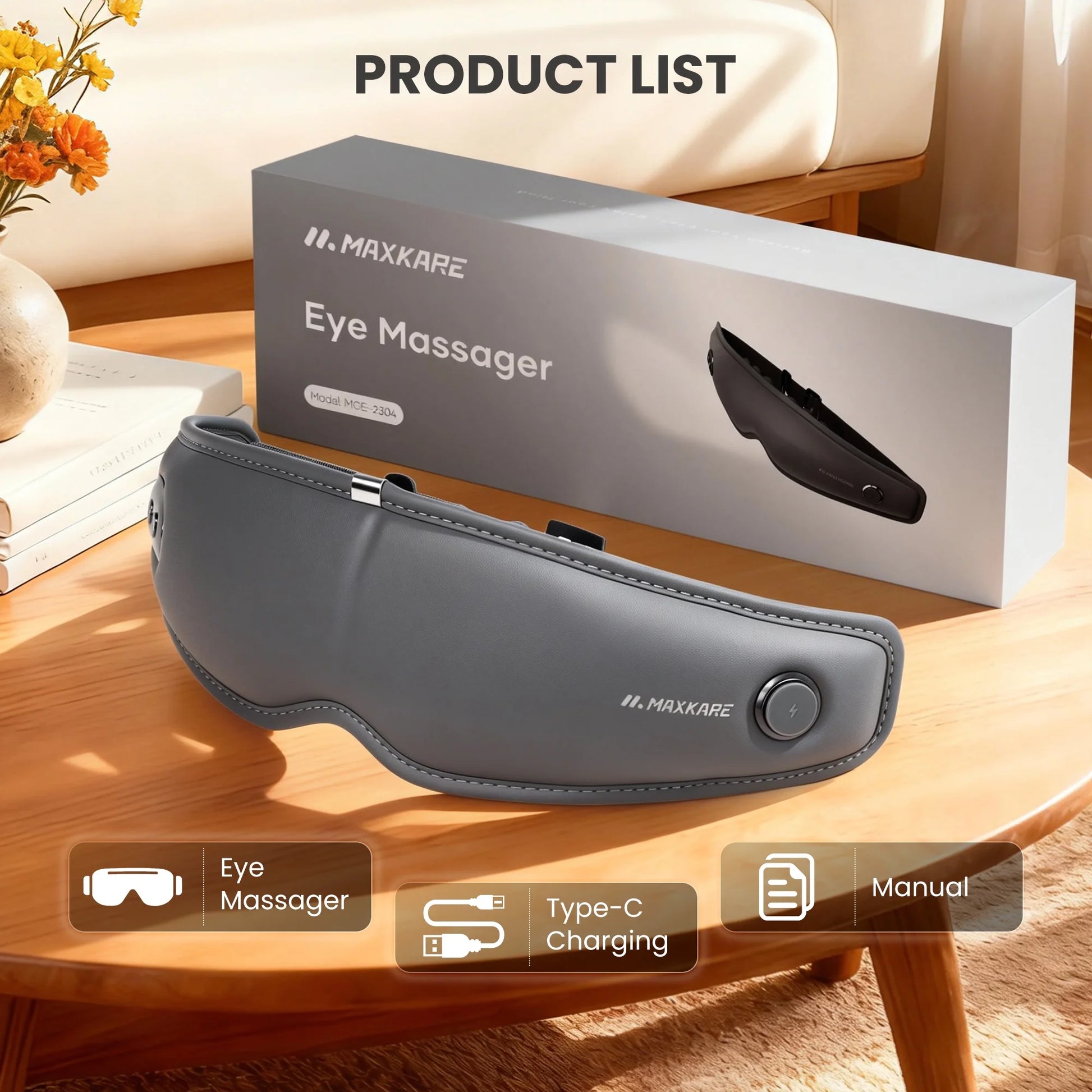 Eye Massager with Heat, Vibration, Air Pressure for Relieve Eye Strain Dry Eye Headaches Foldable Rechargeable Shiatsu Massager
