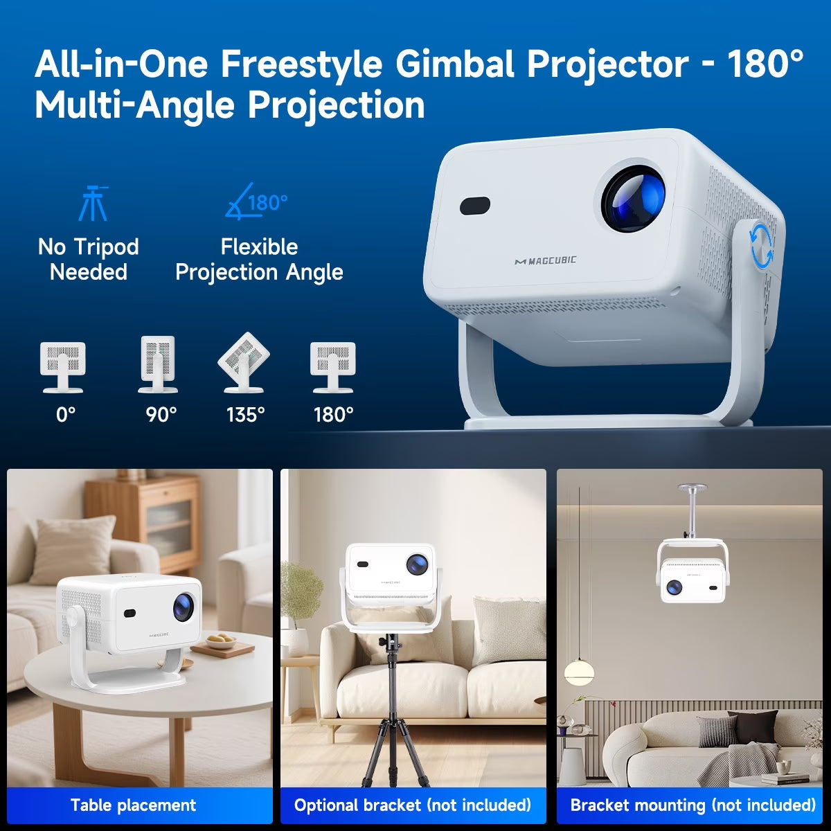 [Auto Focus]  8K 1080P Native Projector with Wifi 6 and BT5.4, 650 ANSI Brightness, Auto Keystone Correction with Voice Control Smart Movie Projector for Home Theater Outdoor L018