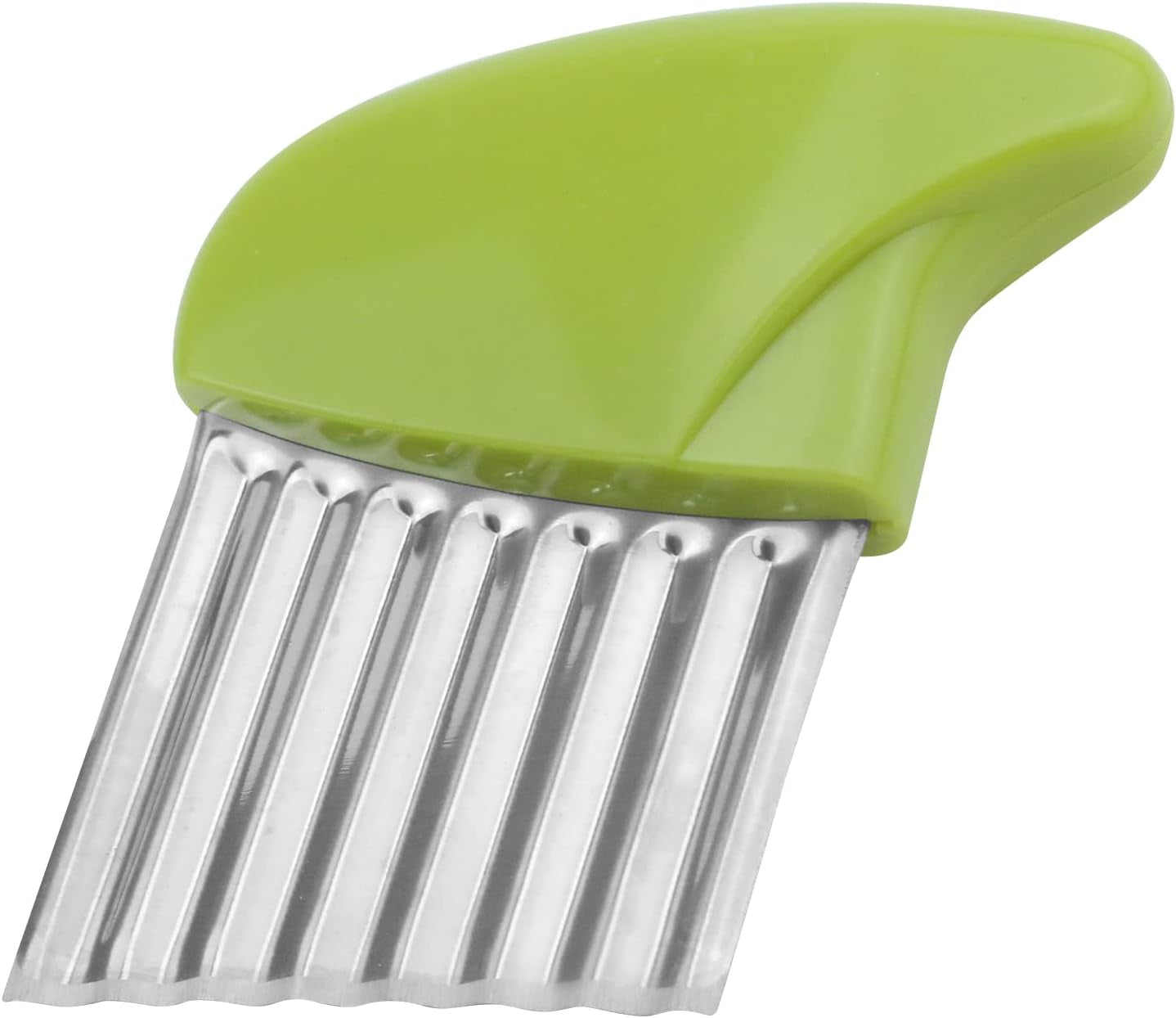 Stainless Steel Potato Carrot Chip Vegetable Crinkle Wavy Chopper Cutter French Fry Slicer 1 Pack/Set, Green