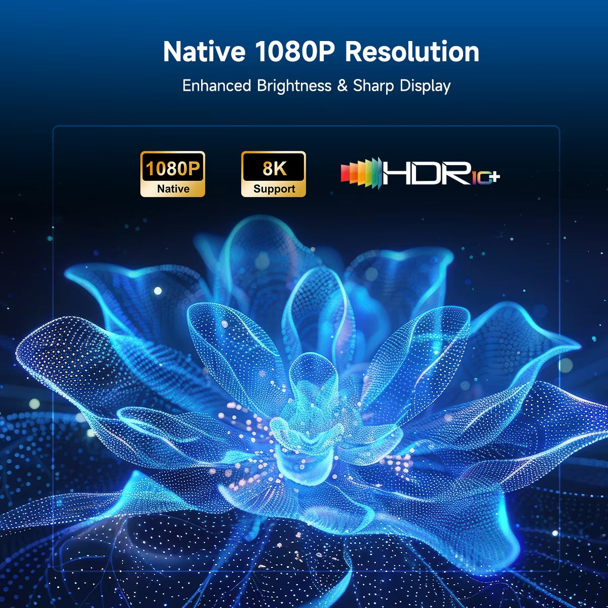 [Auto Focus]  8K 1080P Native Projector with Wifi 6 and BT5.4, 650 ANSI Brightness, Auto Keystone Correction with Voice Control Smart Movie Projector for Home Theater Outdoor L018