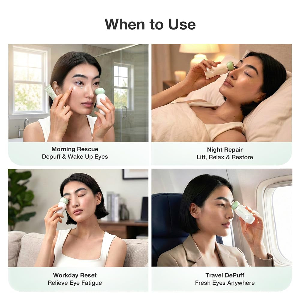 Cryoreset™ Eye Duo System Cryotherapy Cooling + Sonictap™ Eye Wand and Eye Cream Set, under Eye Massager with Gentle Vibration, Refreshes Tired Eyes and Helps Reduce Puffiness