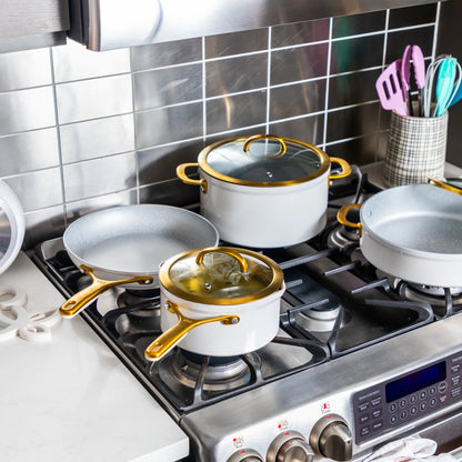 Thyme & Table Supreme 12-Piece Cookware Set Non-Stick - Cream