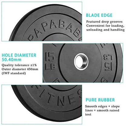 1-Pair: Bumper Plates 2-Inch Bumpers Olympic Weight Plate