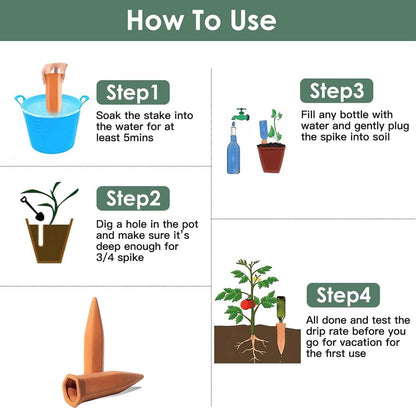 10-Pack: Spikes Teracotta Plant Watering Device