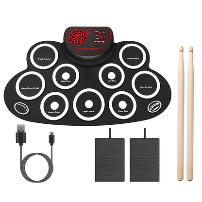 10 Pads Electric Drum Set Foldable