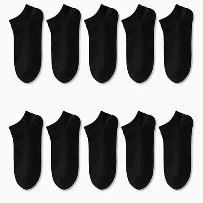 10-Pairs: Men's Solid Sport Low Cut Socks, Breathable Sweat-absorbing Comfy Soft Casual Simple Style Socks