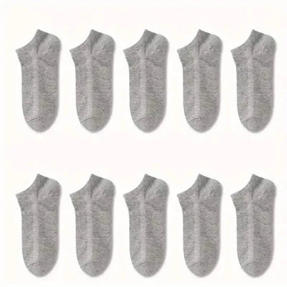 10-Pairs: Men's Solid Sport Low Cut Socks, Breathable Sweat-absorbing Comfy Soft Casual Simple Style Socks