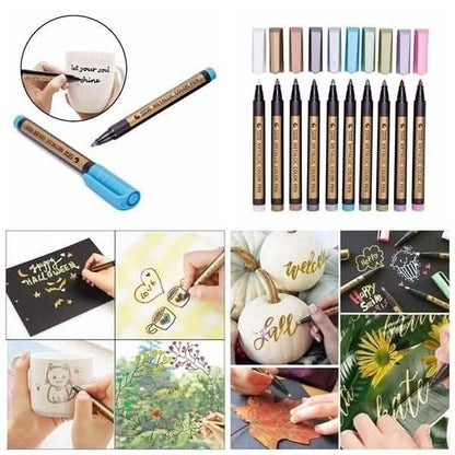 10-Piece: Metallic Paint Marker Pen Permanent