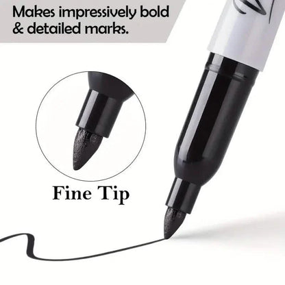 10-Pieces: Black Permanent Markers Fine Tip