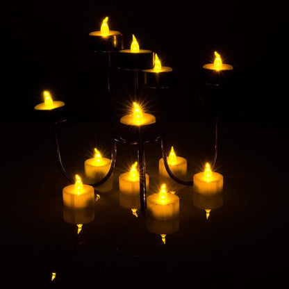 100-Pieces: Amber Yellow LED Tealight Flameless Flickering Candles