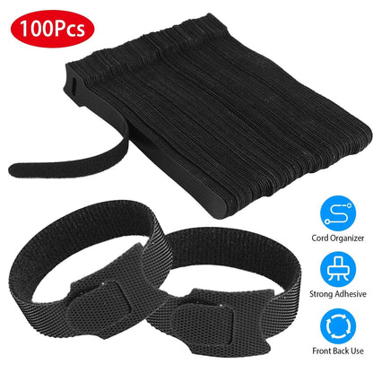 100-Pieces: Reusable Cable Ties 6" Wire Management Holder