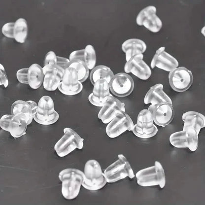 100-Pieces: Transparent Plastic Ear Clog Ear Stud Earring Pin Backs Ear Plug