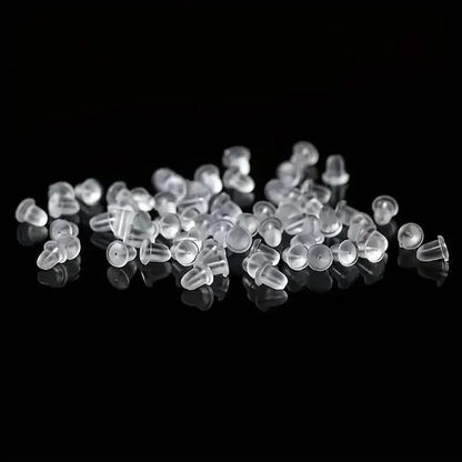 100-Pieces: Transparent Plastic Ear Clog Ear Stud Earring Pin Backs Ear Plug