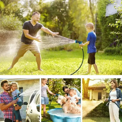 100ft Lightweight & No-Kink Flexible Garden Hose - 8 Function Nozzle, 3/4 Inch Solid Brass Fittings