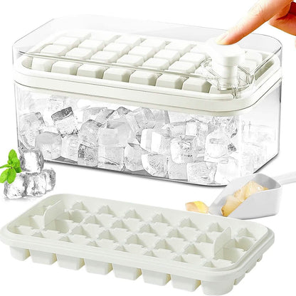 101oz. Ice Cube Tray Set - 64 Pcs Silicone Ice Cube Tray With Lid & Bin