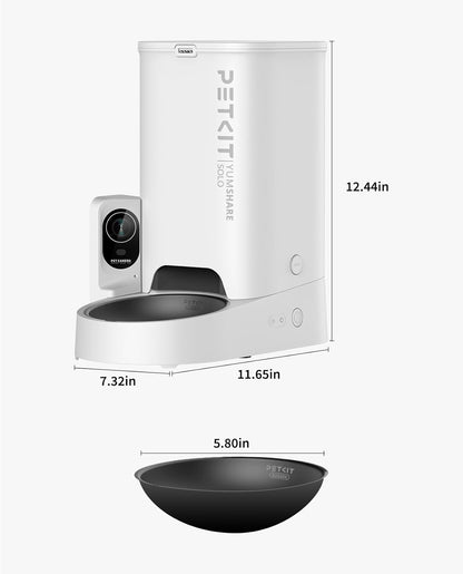 Automatic Cat Dog Feeder with 1080P HD Camera+1.85L Wireless Pump Pet Water Fountain Dispenser, 2.4Ghz Wifi and 2-Way Audio Pet Feeder Food Dispenser, App Control/Wide Angle/Night Vision Feeder
