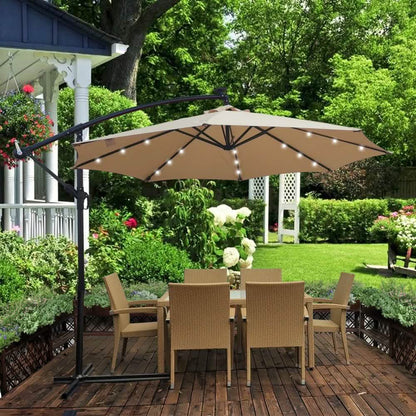 10ft Solar-Powered Patio Umbrella