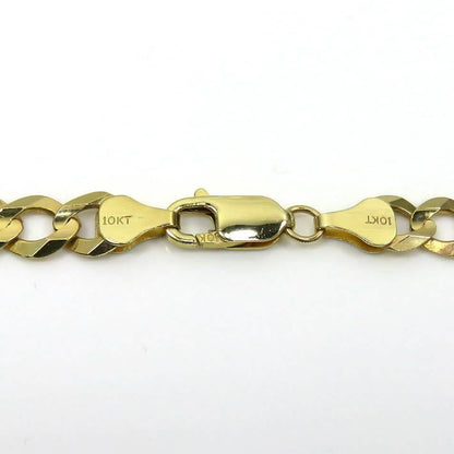 10K Solid Yellow Gold Curb Cuban Link Chain Pendant Necklace 7mm