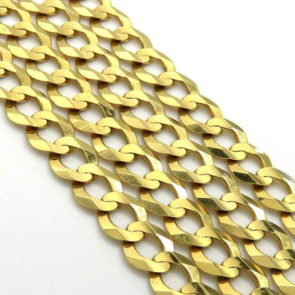 10K Solid Yellow Gold Curb Cuban Link Chain Pendant Necklace 7mm