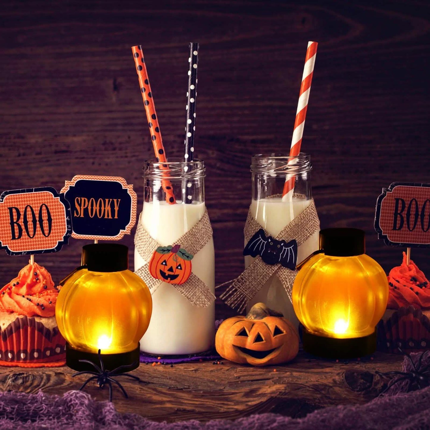 12-Pack: LED Pumpkin Tealights Smokeless Candles