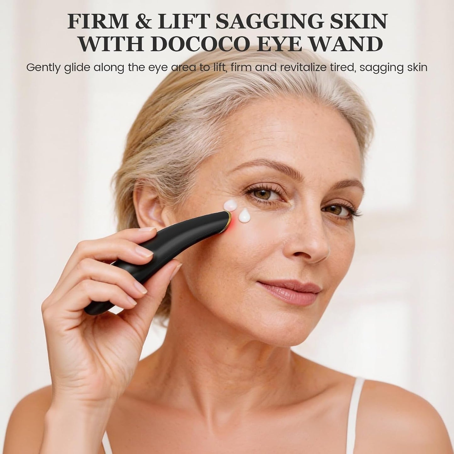 Eye Lift Wand, 3 Modes Eye Massager Wand, Eye Massager for Dry Eyes, Dark Circles and Puffiness, Eye Lifting Device for Fine Lines, Black