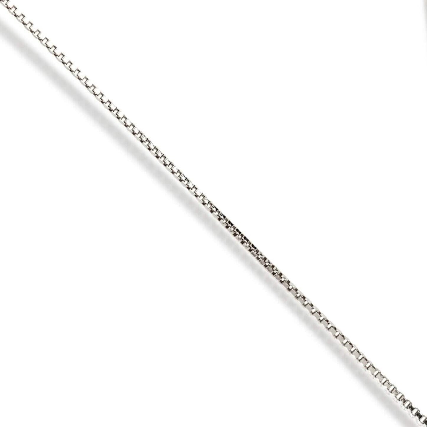 14K Solid White Gold Box Necklace Real Gold Chain