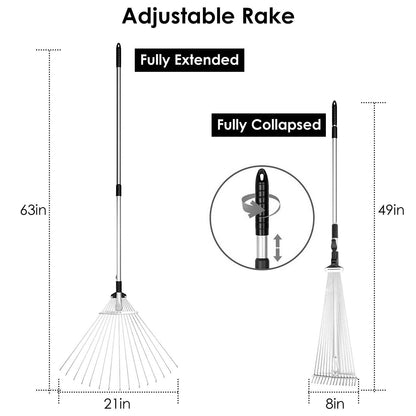 15-Teeth Expanding Stainless Steel Rake