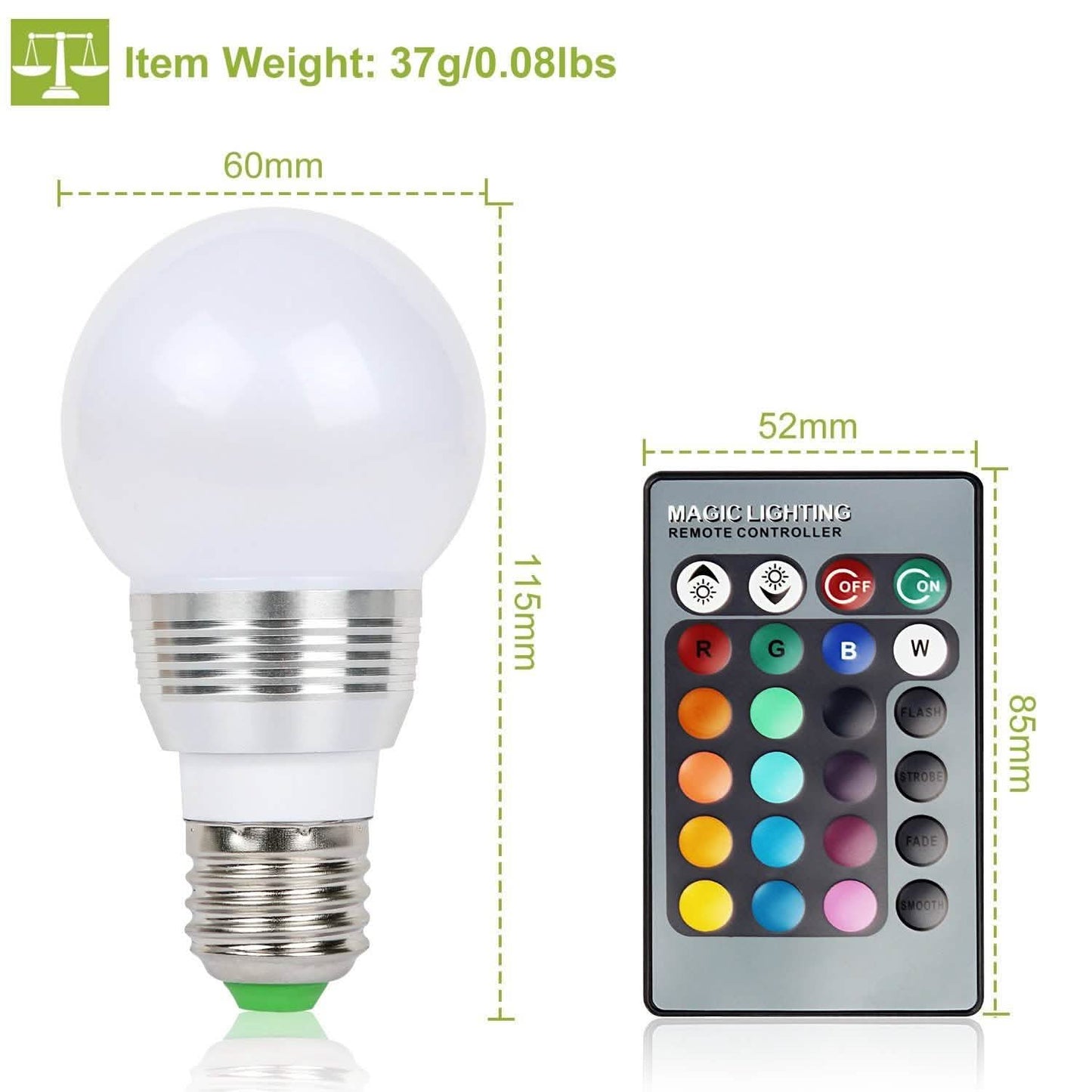 16 Colors Change LED Bulbs E27 3W RGD Dimmable Mood Lighting Lamp