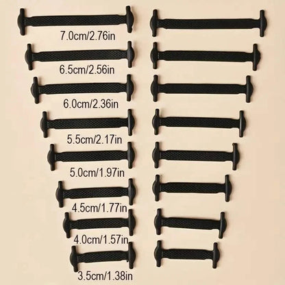 16-Pieces Set: Silicone Elastic Shoe Laces - Free-Tie for Skate, Casual and Sneakers Shoes