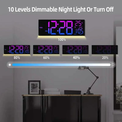 16.2" Large Display Digital Coloring Changing Wall Clock with Built-in Night Light
