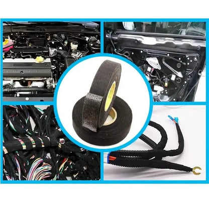 5-Meter Heat-Resistant Electrical Tape – Black Polyester for Car & Cable Management
