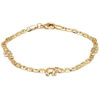 18K Gold Plated Flat Marina Elephant Anklet 10"