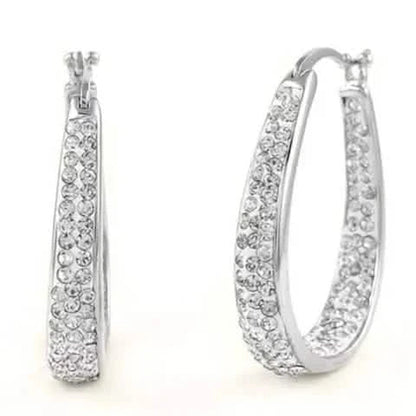 18K White Gold Inside Out Crystal Hoops