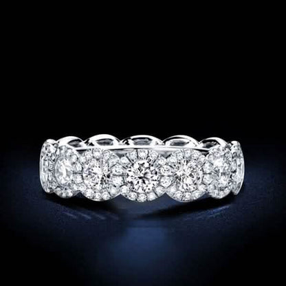 18kt White Gold Plated Simulated Diamond Eternity Band Ring