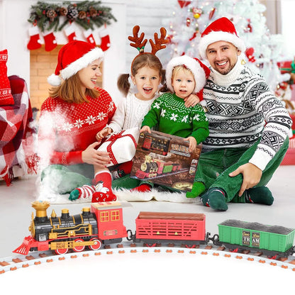 193-Piece: Electric Train Set Steam Locomotive Passenger Coach Coal Car Christmas Train
