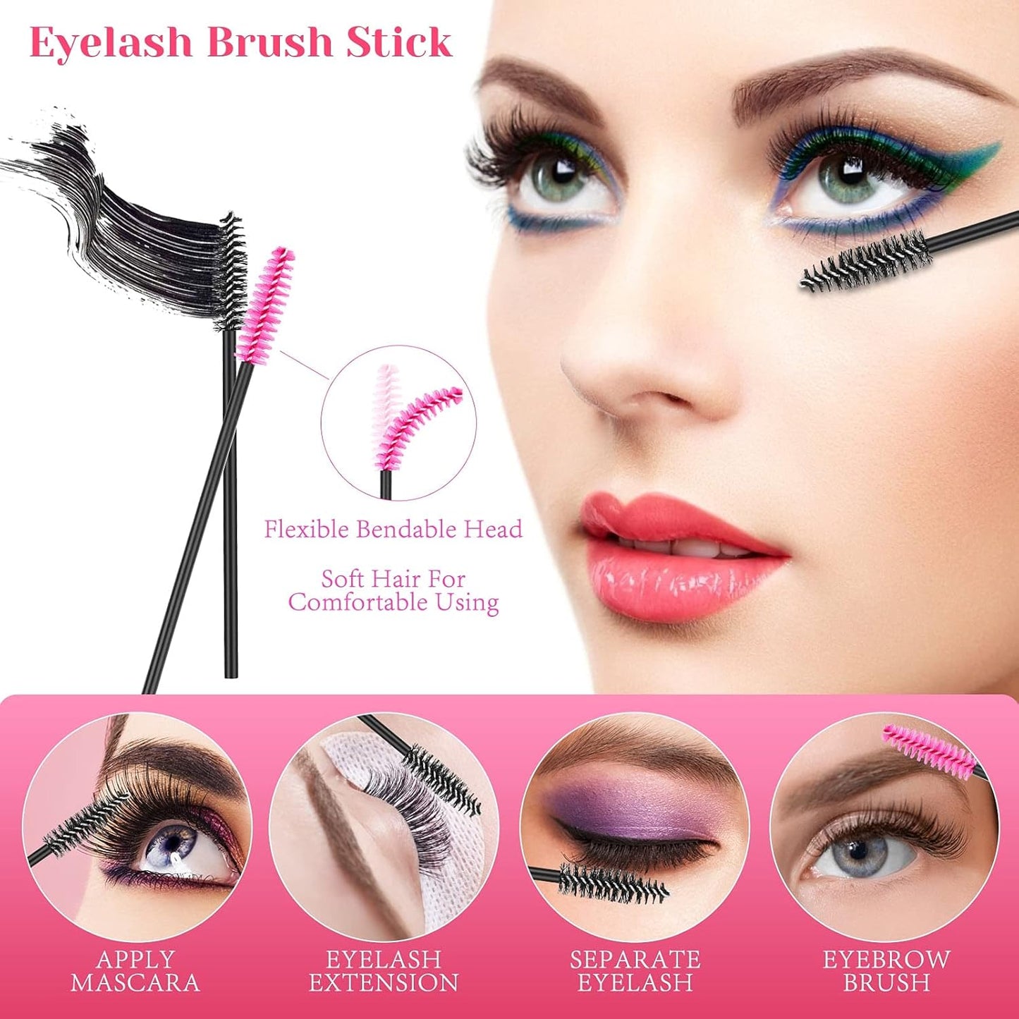 Makeup Mixing Tray with Disposable Accessories Kit - Mascara Wands, Lip Applicators, Hair Clips & Organizer Box