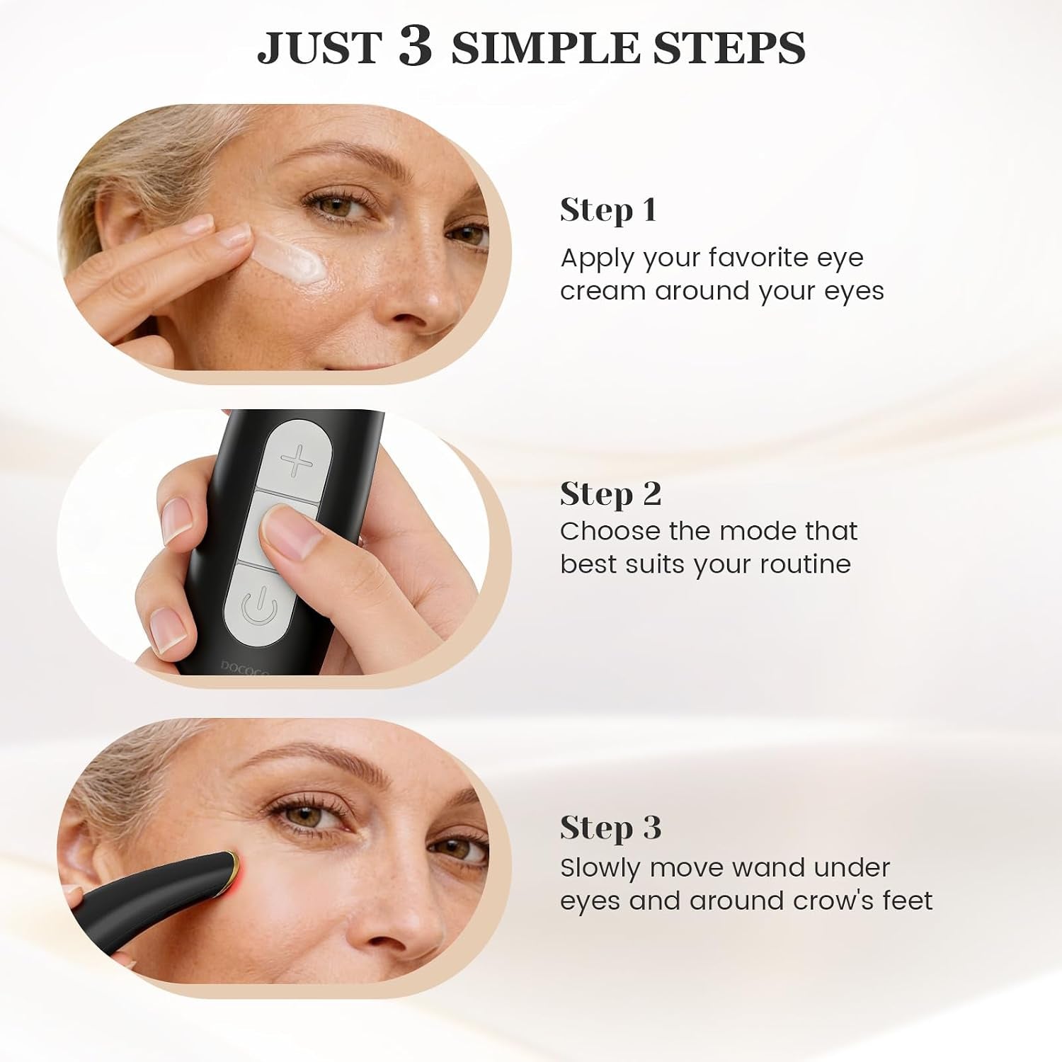 Eye Lift Wand, 3 Modes Eye Massager Wand, Eye Massager for Dry Eyes, Dark Circles and Puffiness, Eye Lifting Device for Fine Lines, Black