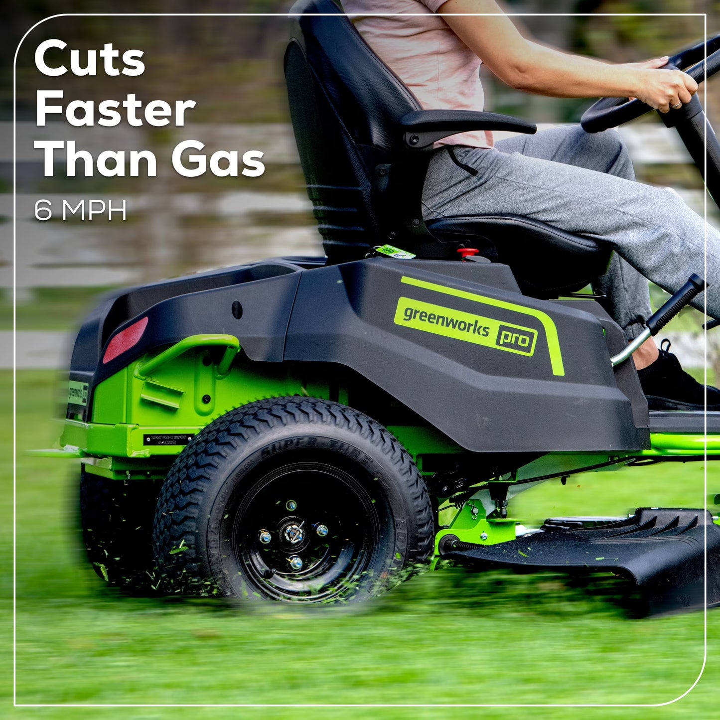 60V 42" Cordless Battery Crossovert Riding Lawn Mower with Six (6) 8.0Ah Batteries & Three (3) Dual Port Turbo Chargers 7409002