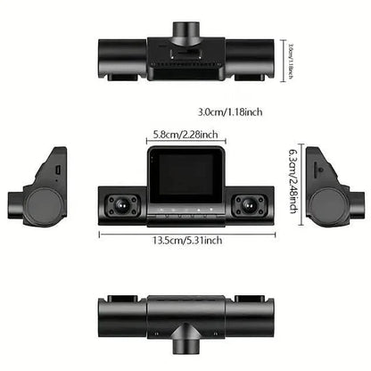 4-Channel Car DVR Dash Cam – 1080P Front, 720P Side & Rear, Night Vision