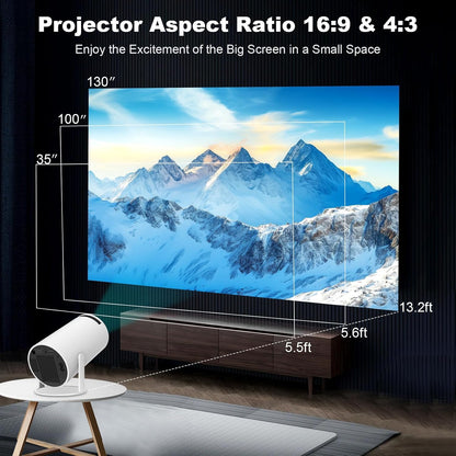 Mini Projector, Support 4K 1080P Portable Projector with Dual Band WIFI 6, Bluetooth 5.2, 180° Rotatable, Auto Keystone Correction,35"-130" Screen Video Projector(L)