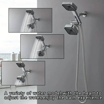 2-in-1 Handheld & Rainfall Shower Head Set with Long Hose and T-Valve